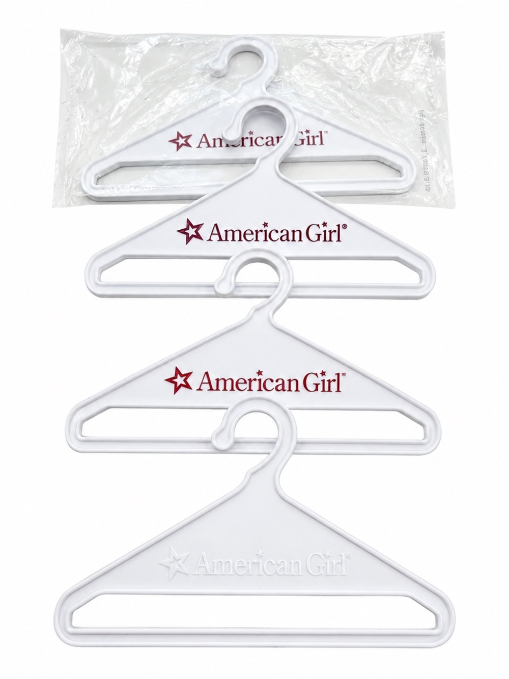 American Girl White Doll Hangers with Red Logo - Set of 4